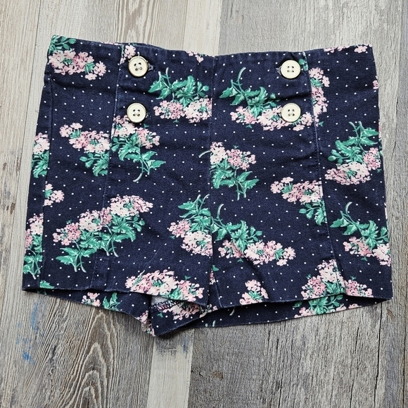 Janie and Jack Girls 3 Navy shorts Pink Floral pattern - Picture 1 of 5